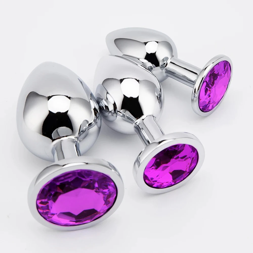 3-rozmiarowa metalowa wtyczka analna mniejsza gładka wtyczka ze stali nierdzewnej kolorowa kryształowa okrągła wtyczka odbytu dla dorosłych zabawki do seksu analnego dla kobiet
