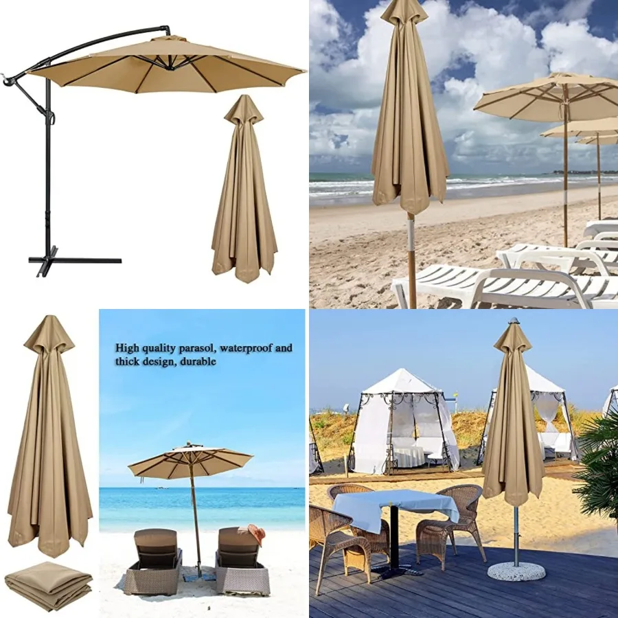 

10 Feet 6/8 Rib Umbrella Canopy Replacement Outdoor Market Patio Table Umbrella Strong and Thicck Canopy Cover for Backyard Gar