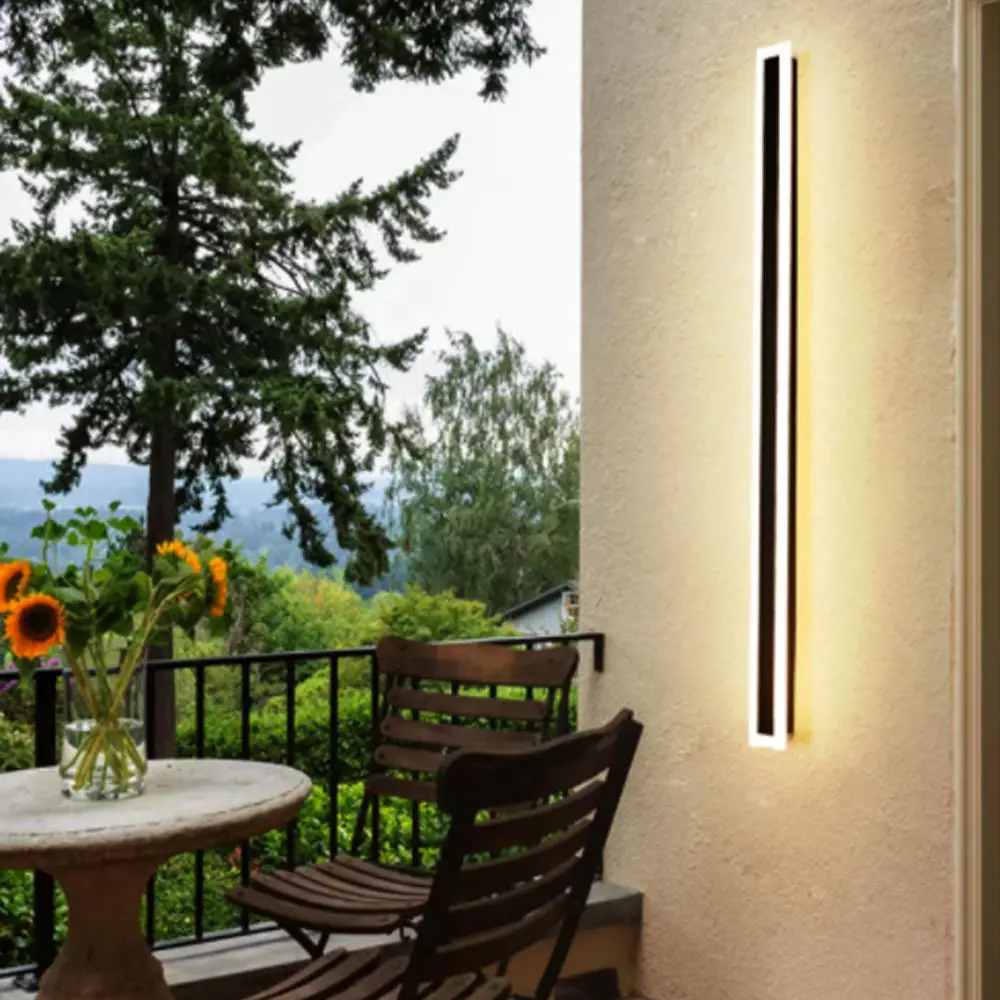 Black Modern Outdoor LED Linear Wall Light IP65 Waterproof Garden Wall Lamp For Wall Surface Mounted Lighting