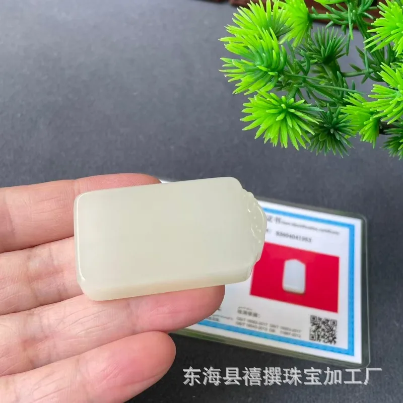 Hotan Wushi , Natural White From Old Mine Mountain Material, Unisex Jade Pendant