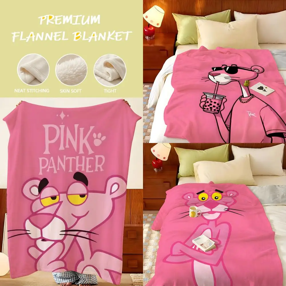Cartoon p-Pink-kk Puma-aa Throw Flannel Throw Blanket, Lightweight Cozy, Durable Washable cute Cool