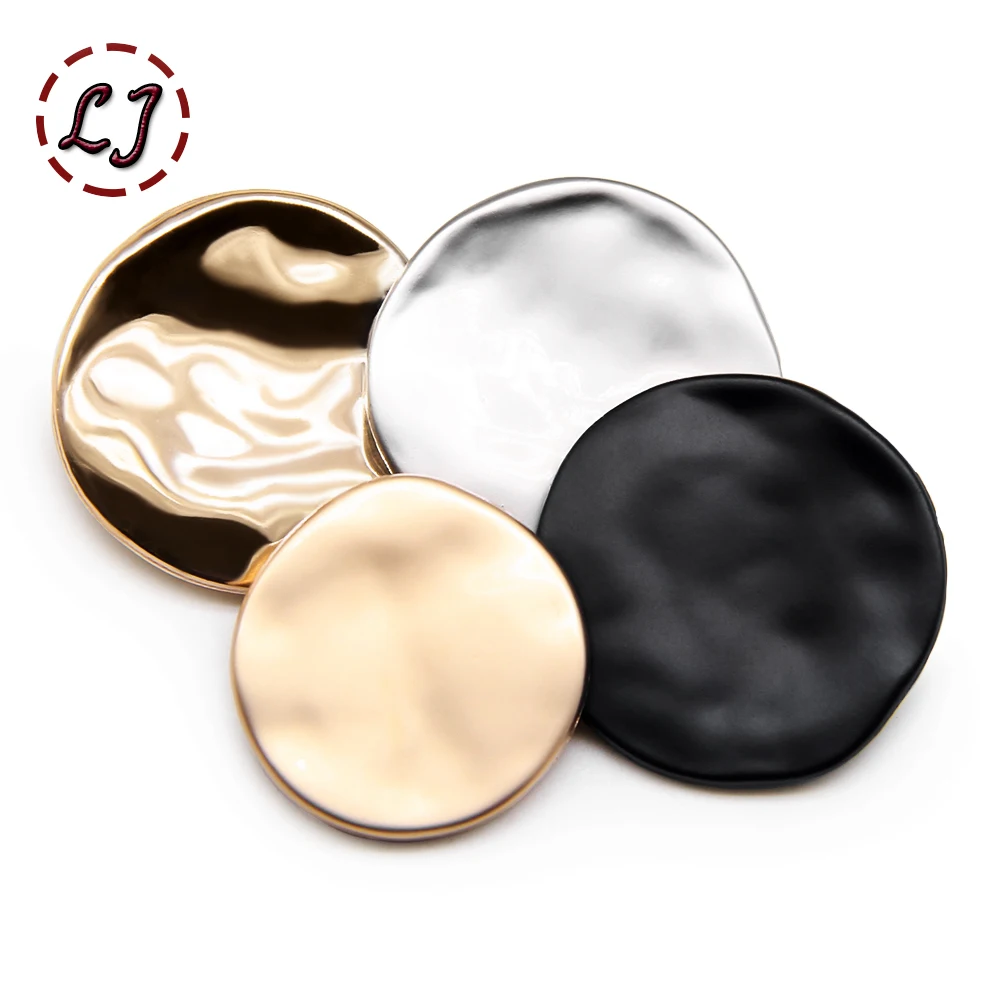 10pcs/lot fashion 21/25/30mm decorative buttons high quality Irregular plane gold buttons for shirt overcoat sewing accessory