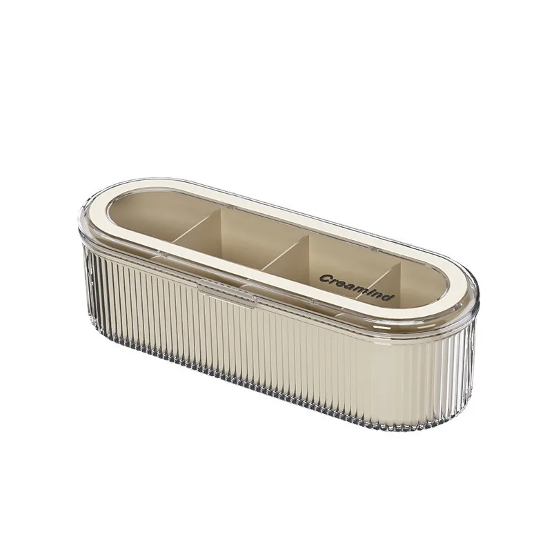 Transparent Cosmetic Brush Organizer with Lid Dustproof Dresser Organizer Large Capacity Powder Puff Beauty Box