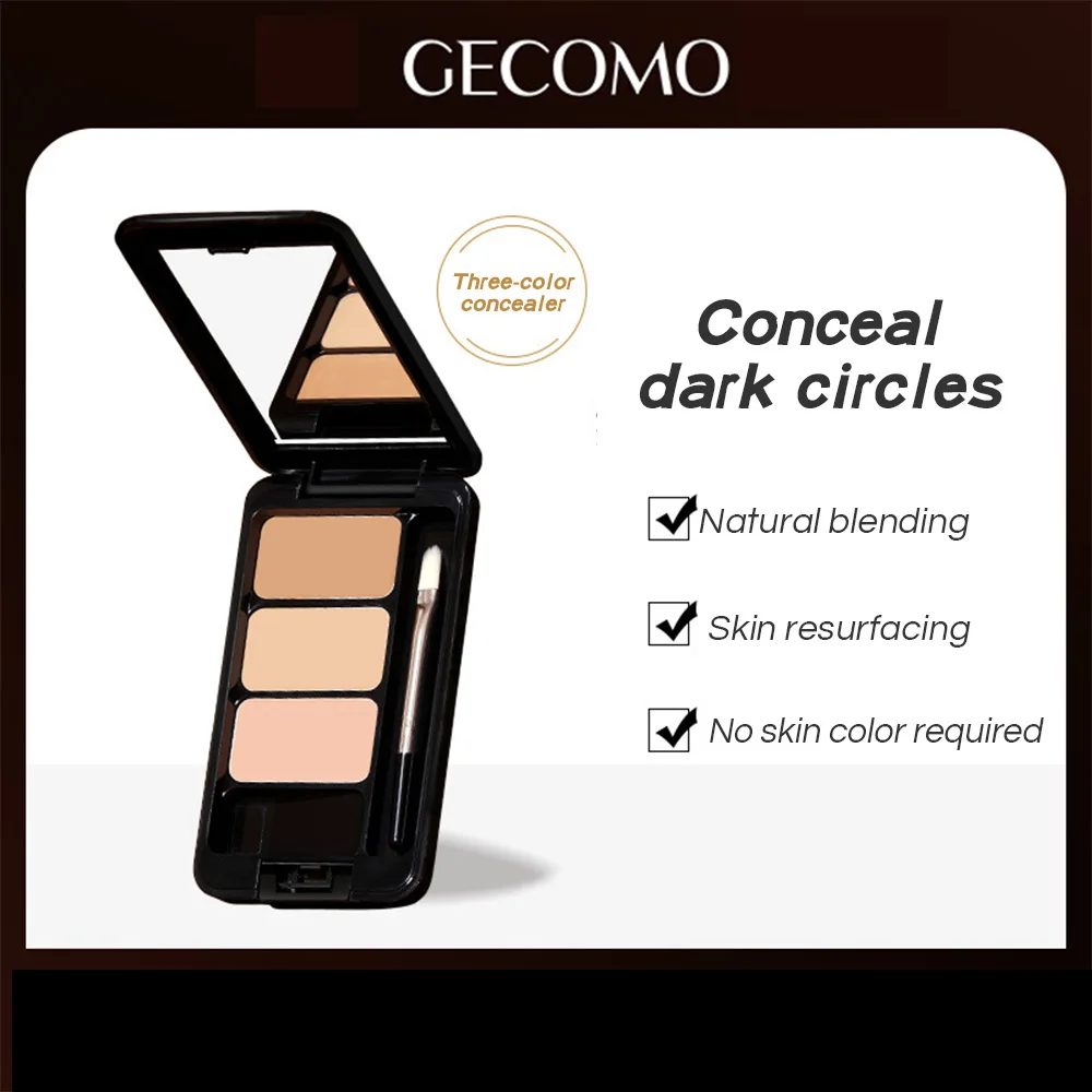 Corretivo de três cores de contorno natural para marcas de acne facial, manchas, sulcos rasgos, corretivo, iluminador