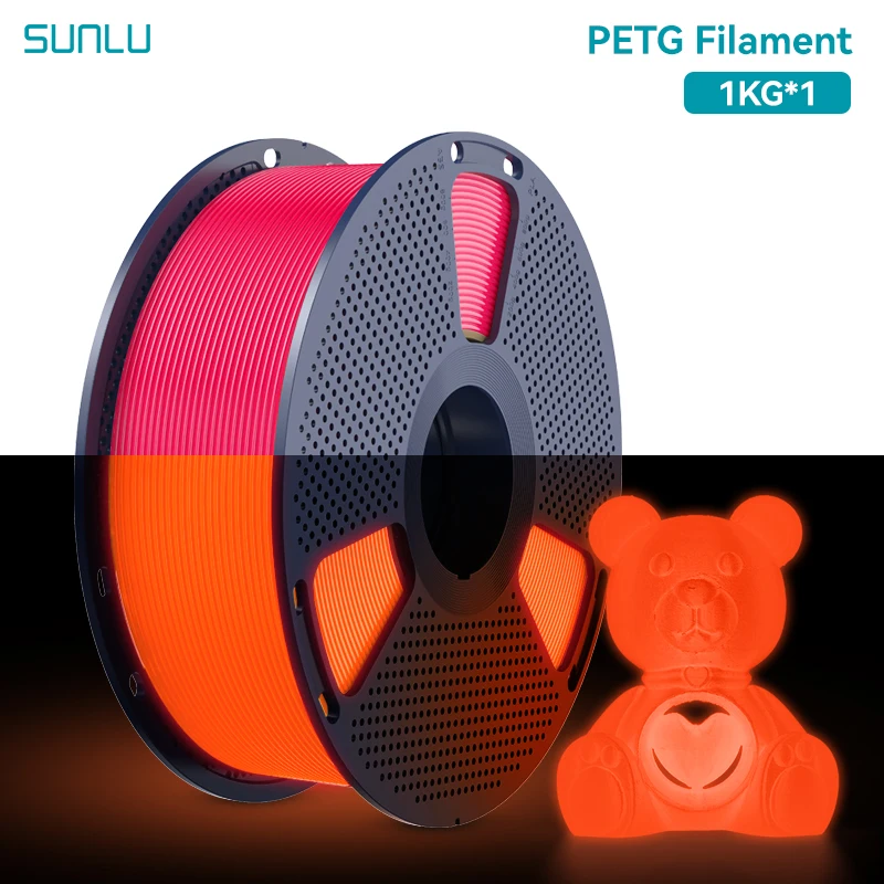 SUNLU Leuchtendes PETG 3D-Filament 1,75mm Hohe Helligkeit Langzeit-Leuchteffekt PETG für die Meisten FDM 3D-Drucker 1KG Spule