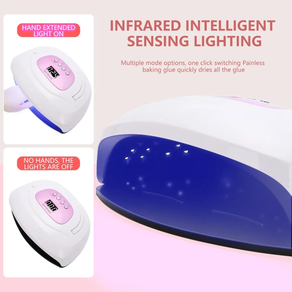 Lampa do paznokci LED UV do utwardzania wszystkich żeli do paznokci z czujnikiem ruchu, narzędzie do manicure i pedicure do użytku domowego i salonowego.