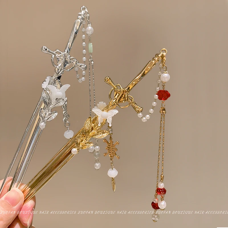 Ancient Chinese Style Sword Hairpin Detachable Blade Hanfu Hair Accessory for Women Ethereal Minimalist Hair Stick Jewelry Gift