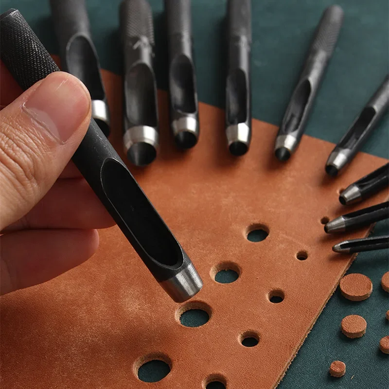 

10Pcs Round Hollow Punch Set Leather Craft Punch Tool Hollow Hole Punch Cutter Tool for Watch Bands Belts Canvas Paper (1-10MM)