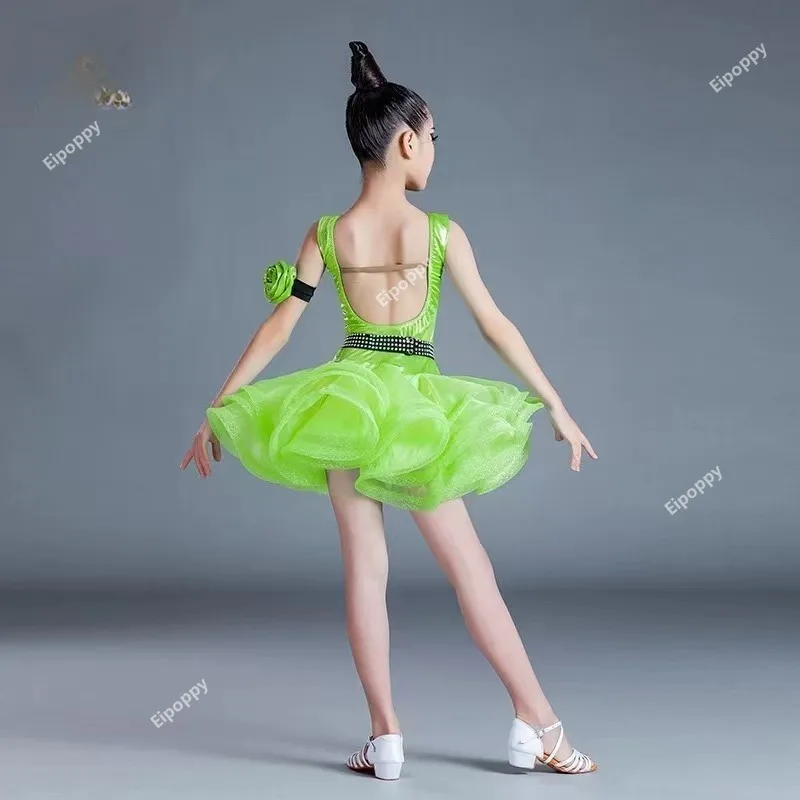 Dziewczęca niebieska czerwona profesjonalna sukienka do tańca latynoskiego dla dzieci sala balowa Salsa Taniec Kostiumy dziecięce