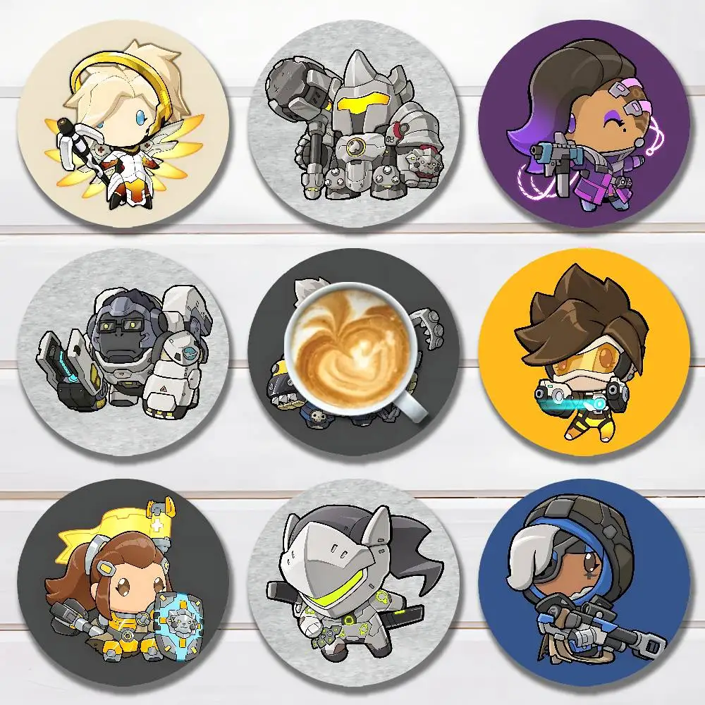 

Hot Game O-Overwatch-S Round Wooden Coasters For Cute Design Suitable for Drinks Tea,Coffee Home Perfect Gift