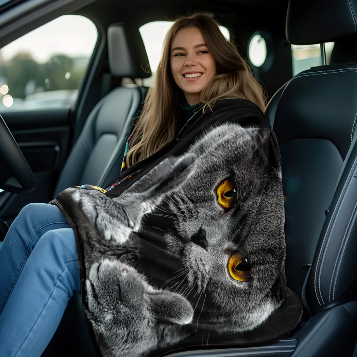Cute British Shorthair Cat Thumbs Up Flannel Throw Blanket Funny Pet Kitten Pattern Soft Warm Blanket Couch Bed Home Decor Gift