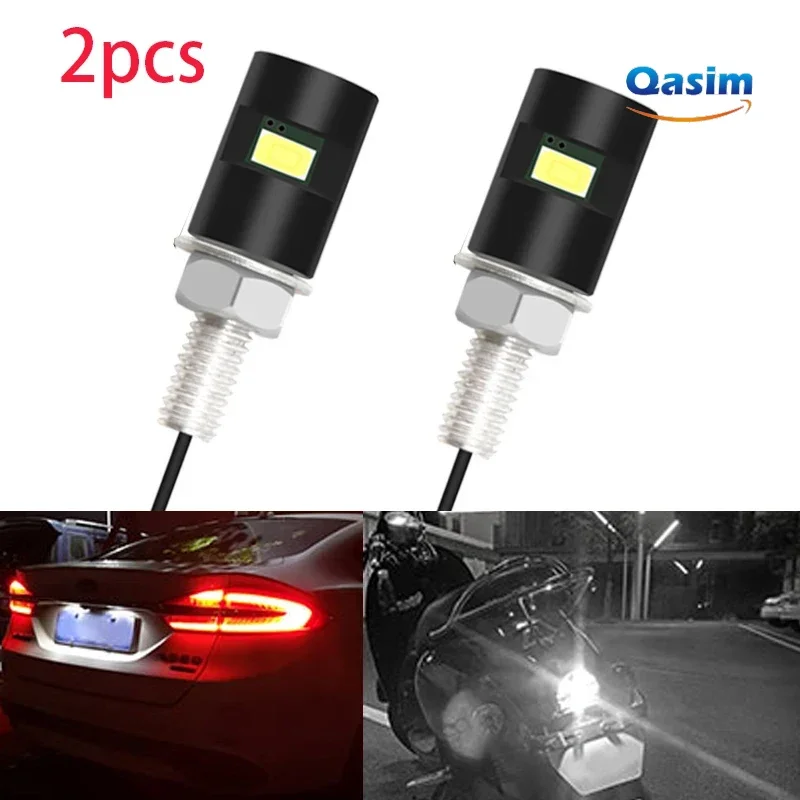 2pcs/lot Car Auto Motorcycle Tail Number Universal Screw Bolt Light 12V SMD 5630 License Plate lamp White LED Car Accessories