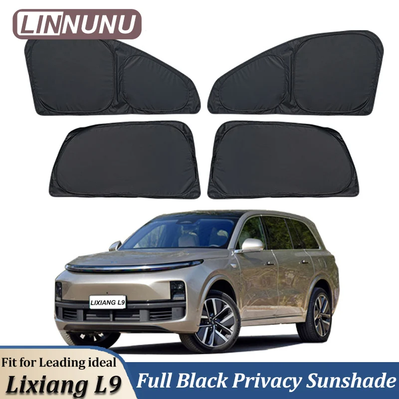 LINNUNU For LI Lixiang L9 Full Black Car Sunshade Side Window Privacy Curtains Front Rear Sunscreen Heat Insulation Sunshield