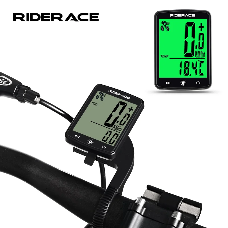 

RIDERACE 2.4 inch Bicycle Computer Large Screen Speedometer Wireless Wired Waterproof Sensor Road Cycling Odometer Bike Computer