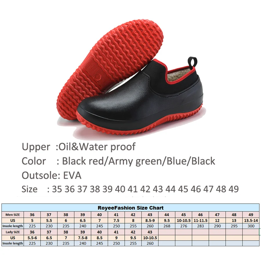 kitchen work shoes for Men Rain Boots Waterproof Shoes Flat Clogs Garden Shoes Kitchen Shoes kitchen chef boots zapatos size 49