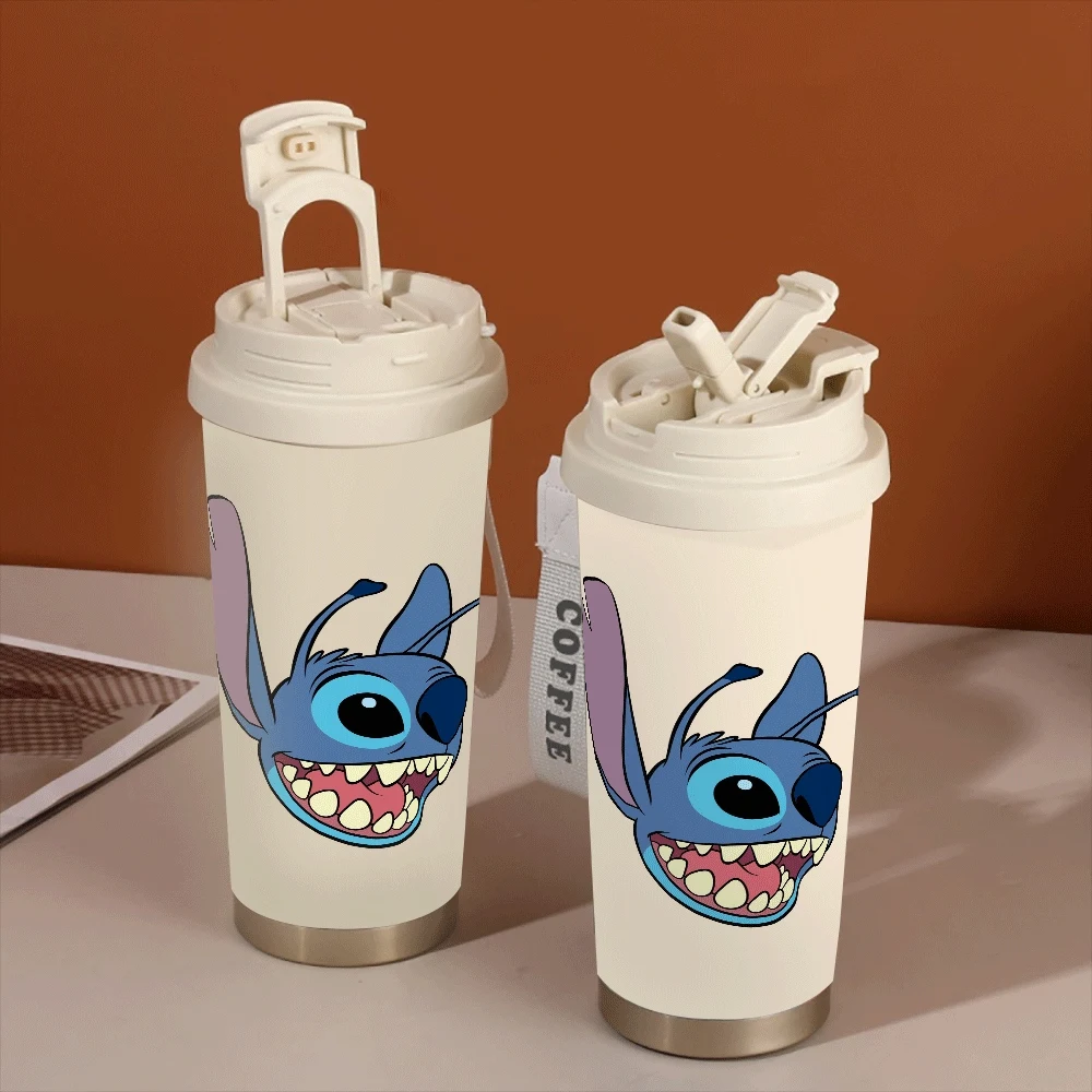 

Stitch Angel Portable Coffee Cup Leakproof Hildren Adults Pattern Water Cup Stitch Series Cute Sports Outdoor Birthday Gifts