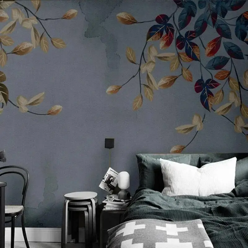 

Custom 3D Mural Hand Painted Abstract Leaves Photo Retro Nostalgic Bedroom Living Room Dining Background Wallpaper Papel De Par