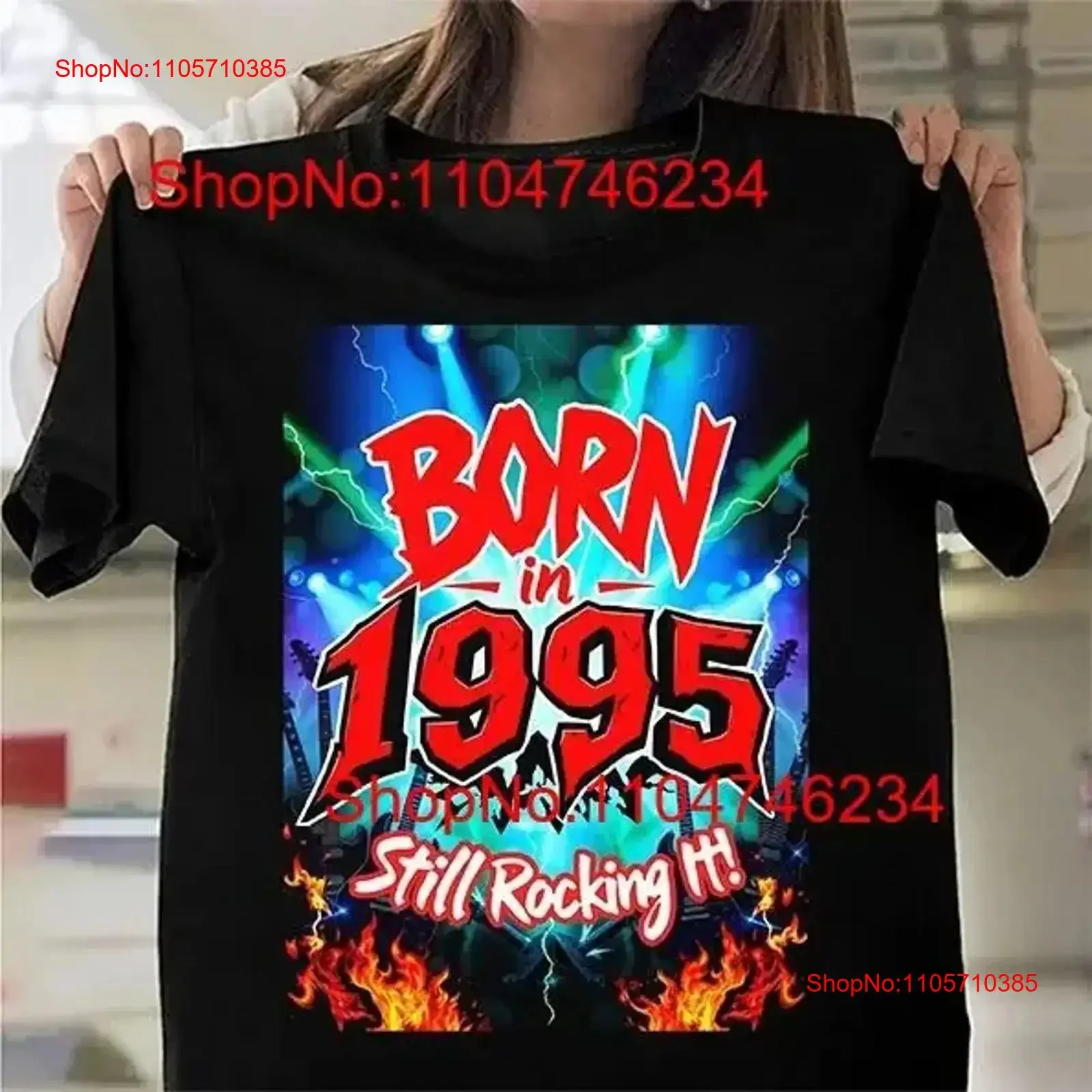 Funny T Shirt 30th Birthday BORN IN 1995 STILL ROCKING IT Music Present vintage Washed Top For Everyday Wear Stretched Soft