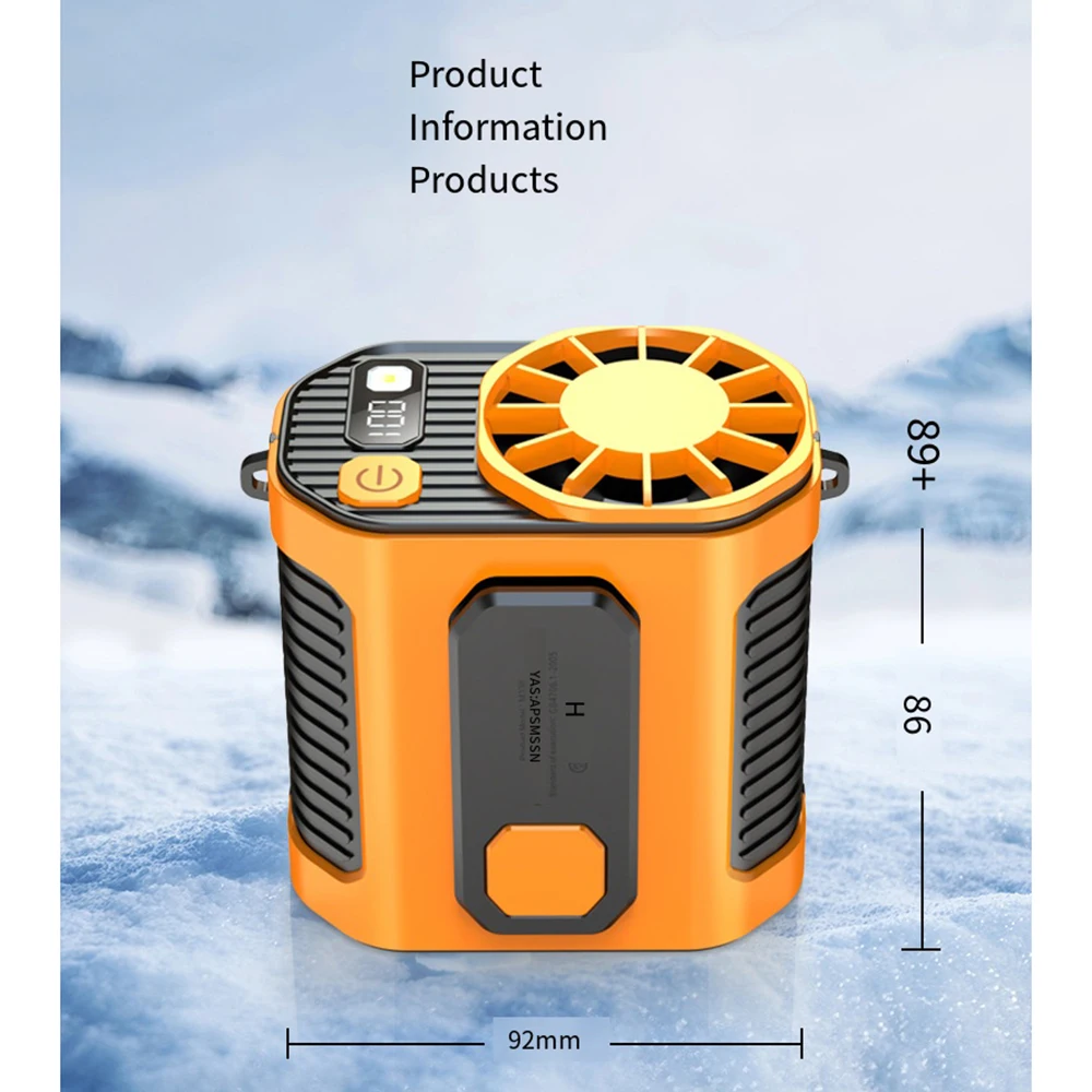 Ventilador de cintura portátil para acampar, batería de 5000mAh, flujo de aire fuerte, cinturón usable con linterna, hasta 10 horas de tiempo de trabajo