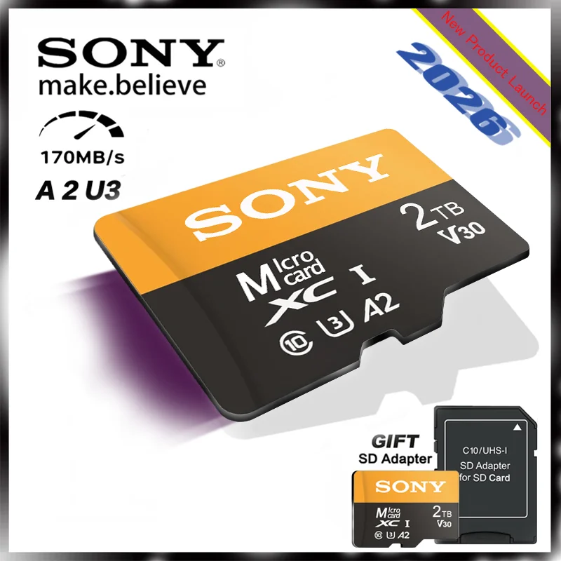 SONY High Speed TF Memory Card A2 C10 Latest Read-Write Tech 2TB/1TB/512GB/256GB for Cameras Phones Computers Dashcams