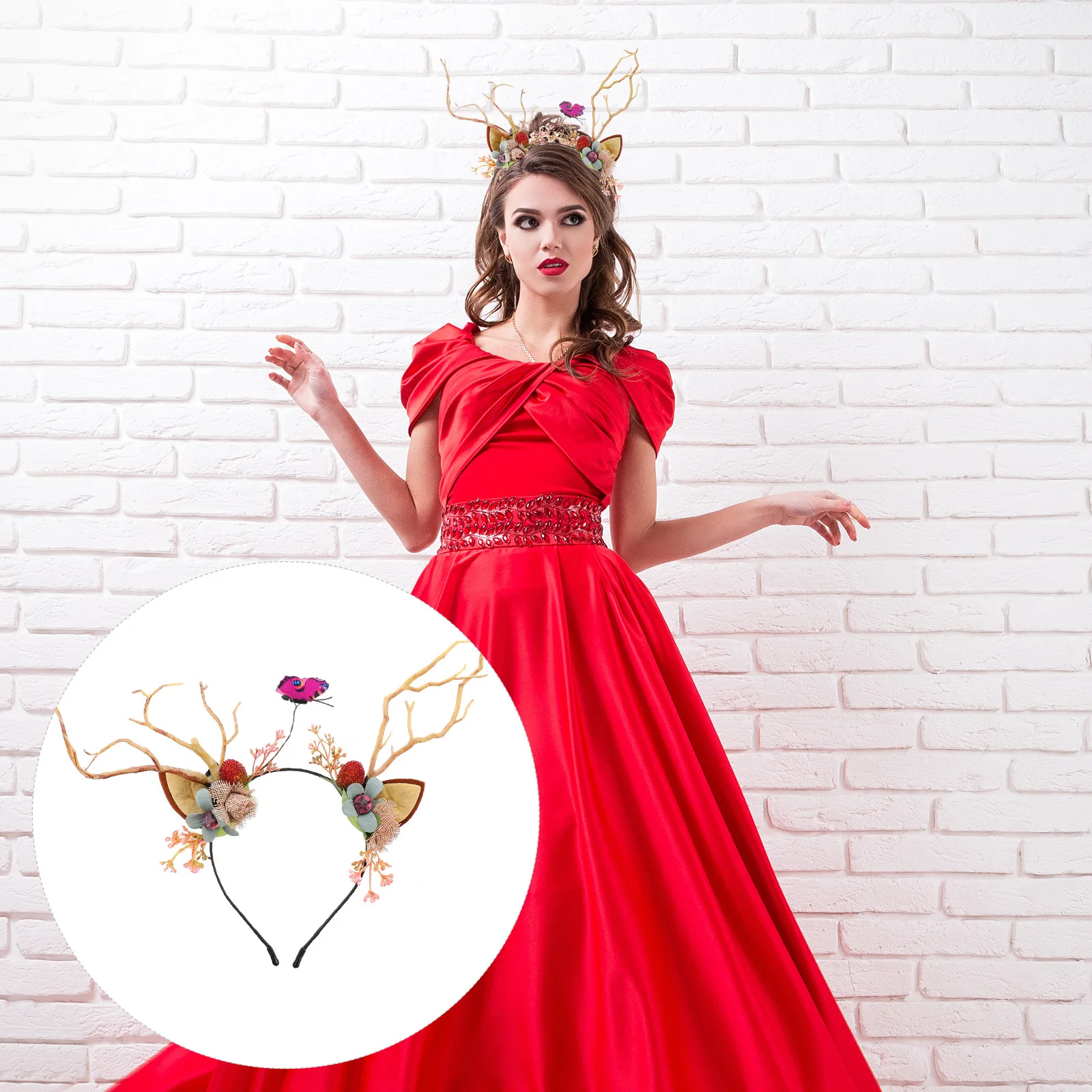 

Simulation Deer Antler Headband Holiday Costume Accessory Christmas Party Hair Decor Branch Xmas Headdress