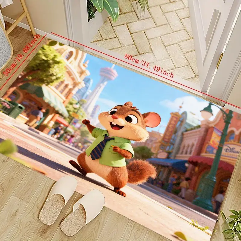 

1 шт. милый мультяшный счастливый белка Zootopia City Scene напольный коврик, нескользящий мягкий моющийся коврик для детской комнаты, детской спальни Liv