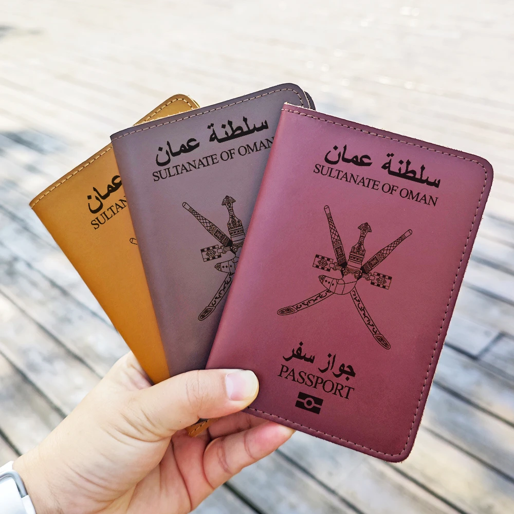 Handmade The Sultanate of Oman Travel Passport Cover Personalised Custom Name Genuine Leather Oman Passport Holder Card Holder