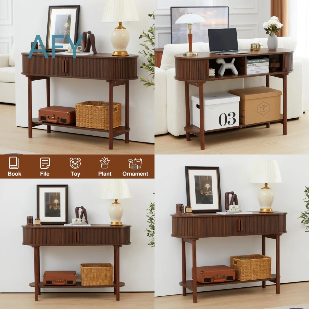 Rolling Shutter Sliding Door Entrance Table for Home Office Entryway Outdoor Porch Decor Simple American Retro Style Custom