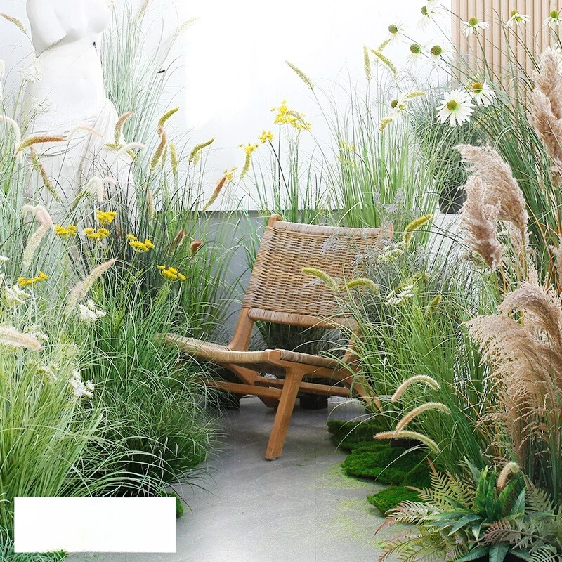 

Simulated green plant, houndweed, cat's tail grass, floor-to-ceiling reed grass, store window display, indoor simulated decorati
