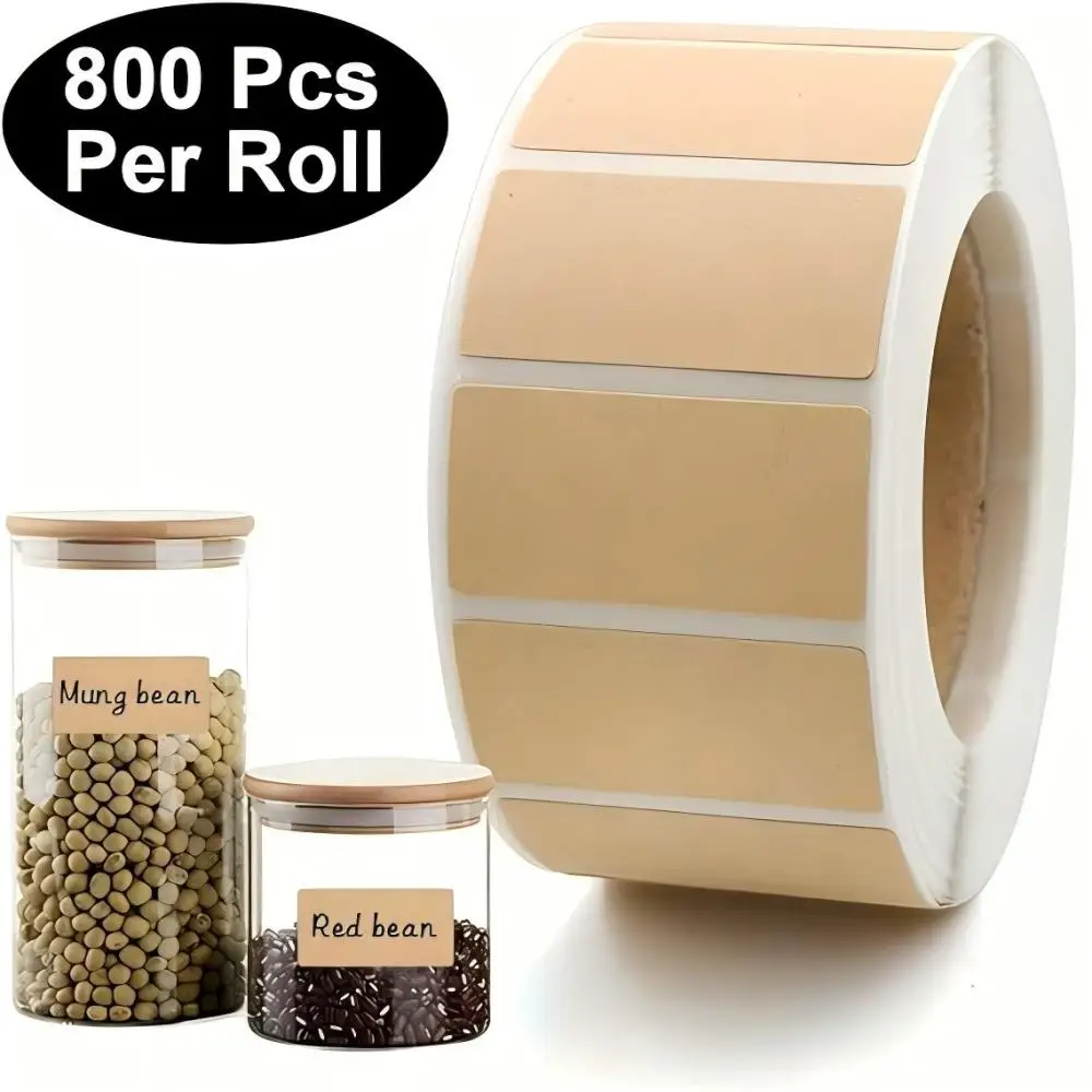 1Roll Kraft Paperblank Can Write Name Self-adhesive Sealing Gift Stickers Home Packaging Seal Labels Rectangle