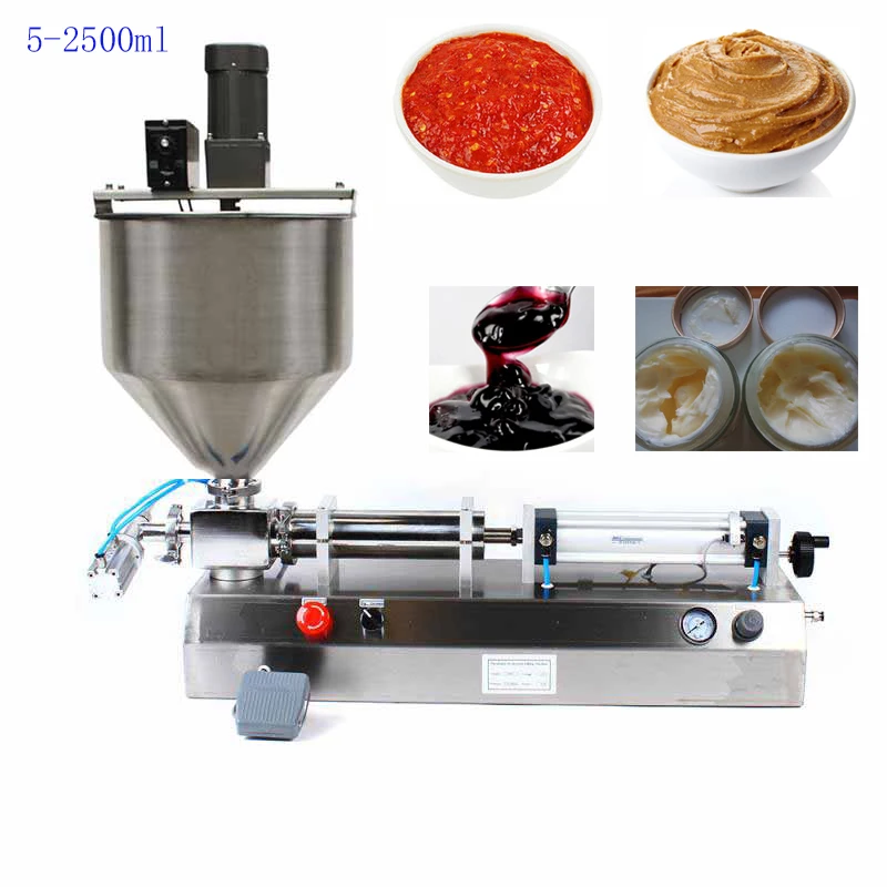 5-2500ml Stirring Filling Machine for Viscous Paste Mixing for Bean Sauce Cream Colloid Butter Watercress Gel Liquid Filling