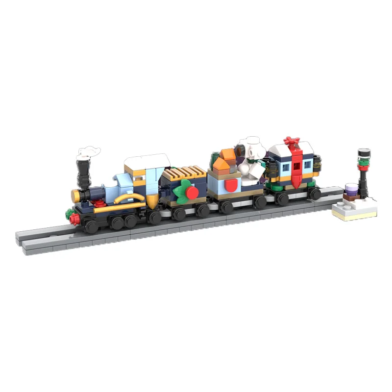 ชุดตัวต่อรถไฟเมืองฤดูหนาว 249 ชิ้น แบบ MOC ประกอบเอง ของเล่นเสริมพัฒนาการด้านการศึกษา ของขวัญสุดพิเศษ