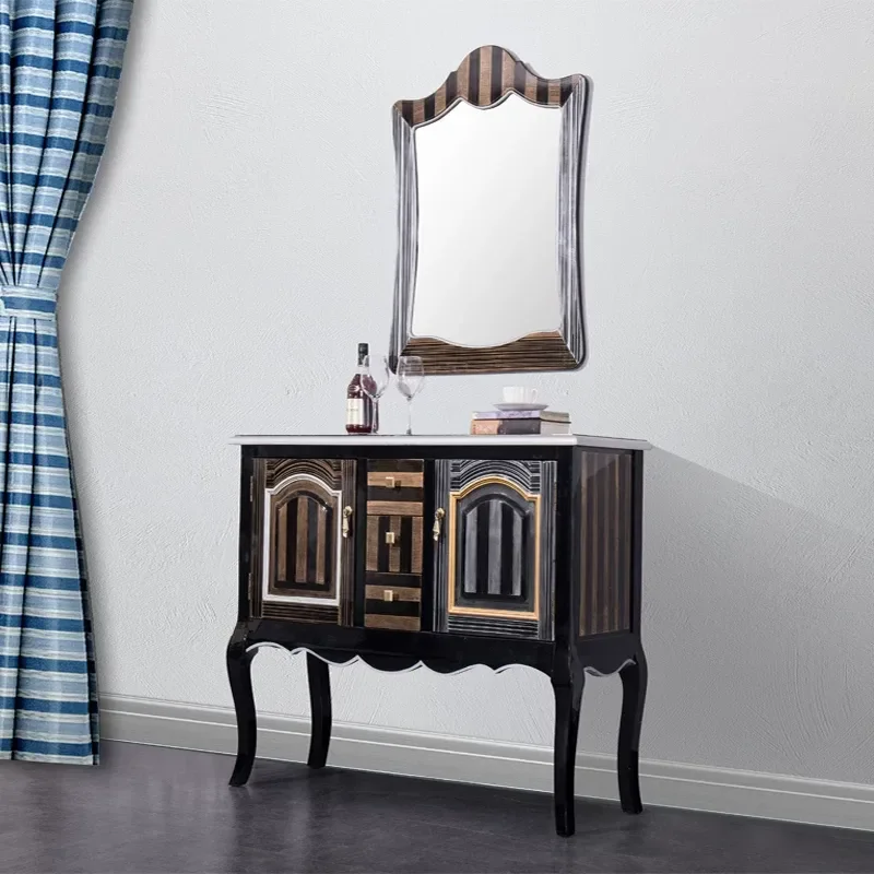 Postmodern Simple Entrance Cabinet Living Room Solid Wood Decorative Side Locker Light Luxury Economy Villa Foyer Storage