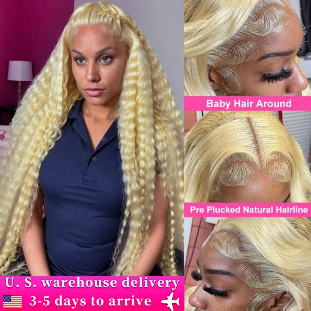 #613 Honey Blonde Long Deep Wave Lace Front Human Hair Wigs 13x4 13x5 13x6 Lace Frontal Curly Wave Wig For Woman 210Density