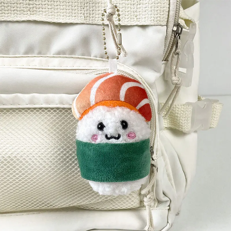 

Salmon Sushi Plush Backpack Pendant Kawaii Car Key Chain Girl Plush Cartoon Luggage Pendant Charm Doll Couple Gift Girlfriends