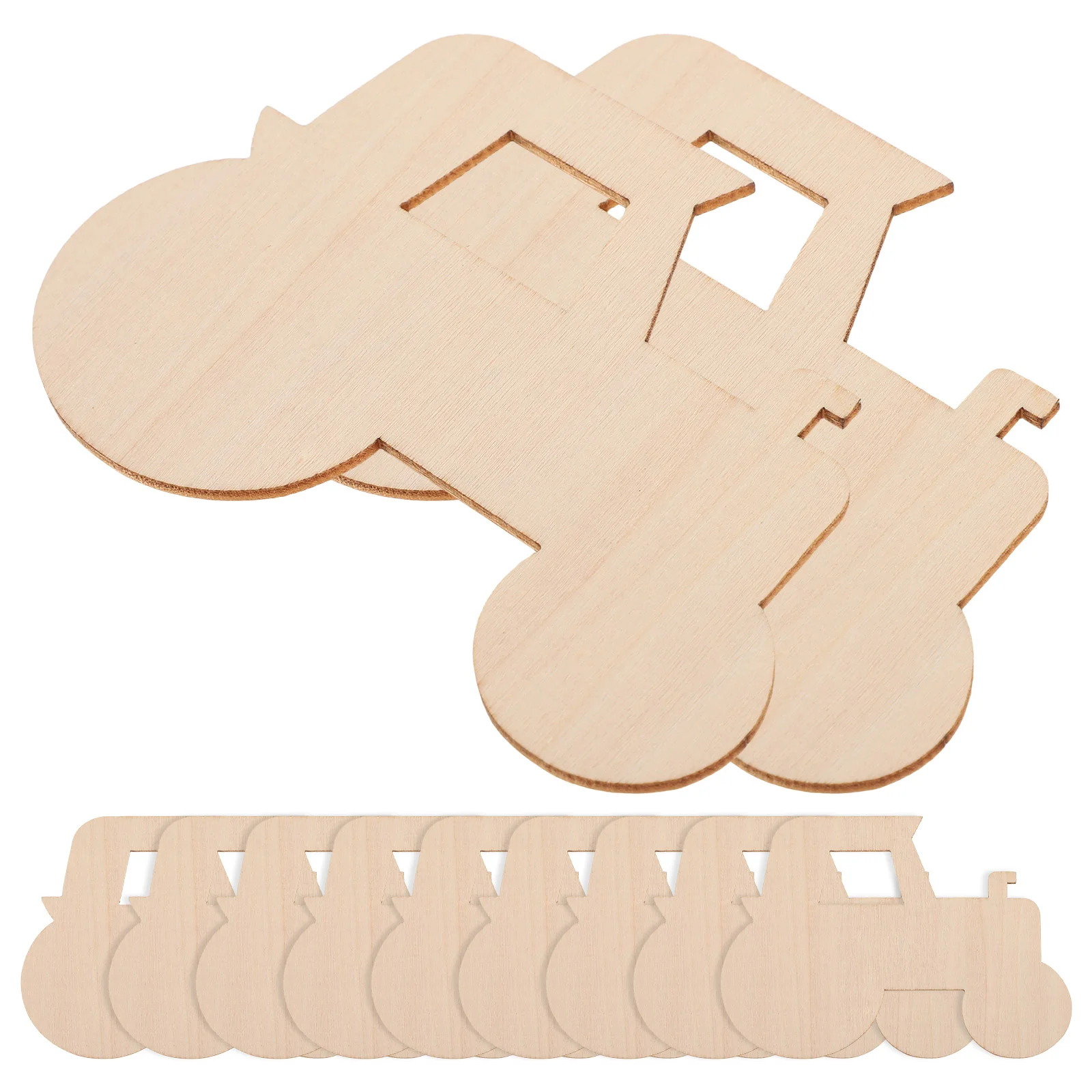 20 Pcs Cartoon Tractor Decorative Wooden Slices Small Chips DIY Graffiti Pendant Hanging Pendants