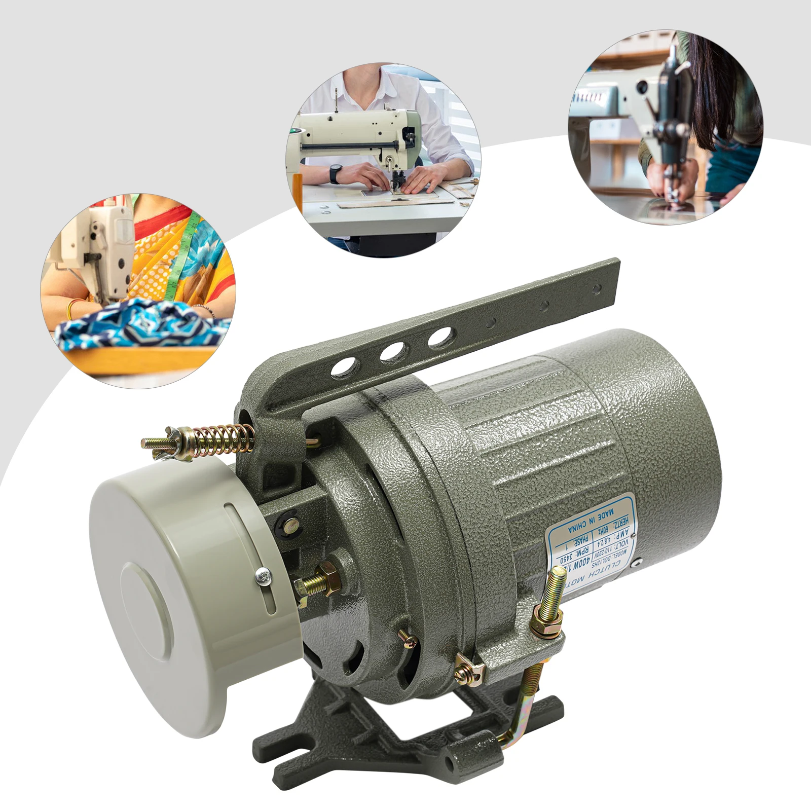 400W Sewing Machine Motor, 3450rpm Speed, Shock Absorbing Pads, Smooth Operation, Efficient Performance