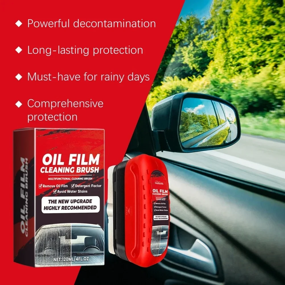Homonth Car Glass Oil Film Removal Brush Front Windshield Polishing Cleaner Auto Window Cleaning Tool Rainproof Water Stain