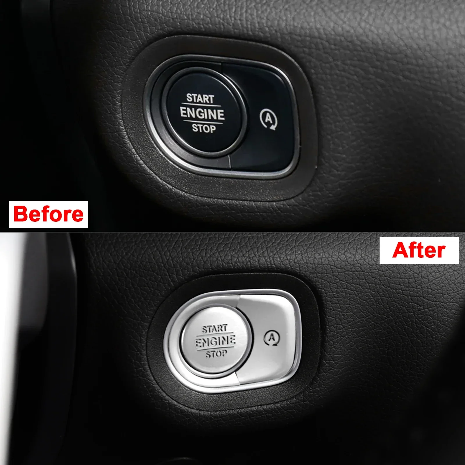 Silver Engine Start Stop Button Cover Surround Ring On/Off Switch Cover Sticker For Mercedes Benz W167 2019-up / X167 2020-up