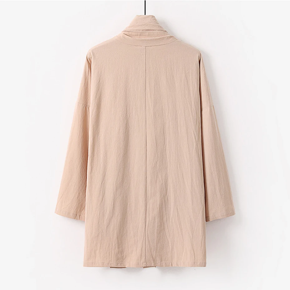 9XL 8XL bata taoísta de talla grande Kimono chaquetas de lino y algodón sólido abrigo hombre talla grande 7XL 6XL Kimono prendas de vestir