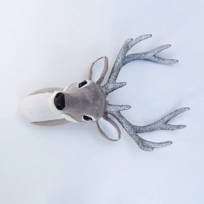 Simulação Plush Reindeer Elk Deer Head Boneca, realista Antlers Head, Wall Mount Escultura para Home Party, Xmas Decor, Novo