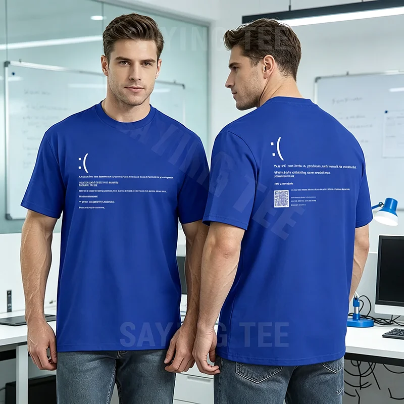Lustiges Blue Screen of Death Geek Halloween Party Grafik-T-Shirt für Männer, Mode 404-Seiten-Druck, Programmierer Casual T-Shirt aus Baumwolle – Detail 7
