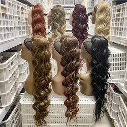 Kanekalon Paardenstaart Synthetische Lange Krullende Trekkoord Paardenstaart Clip In Hair Extensions Voor Zwarte Vrouwen Blond Zwart Hittebestendig