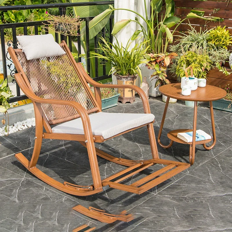 

Wooden Chairs Garden Chair Set Lounge Outdoor Rattan Furniture Armchair Terrace Living Room Armchairs Long Plastic Relax Balcony