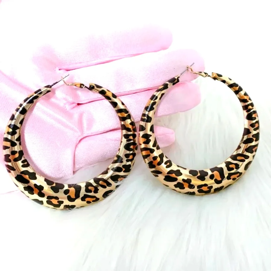 

Jewelry Leopard Print Hoop Earrings Sexy Charms Earrings Accessories Vintage Bohemian Earrings Korean Fashion Aesthetic