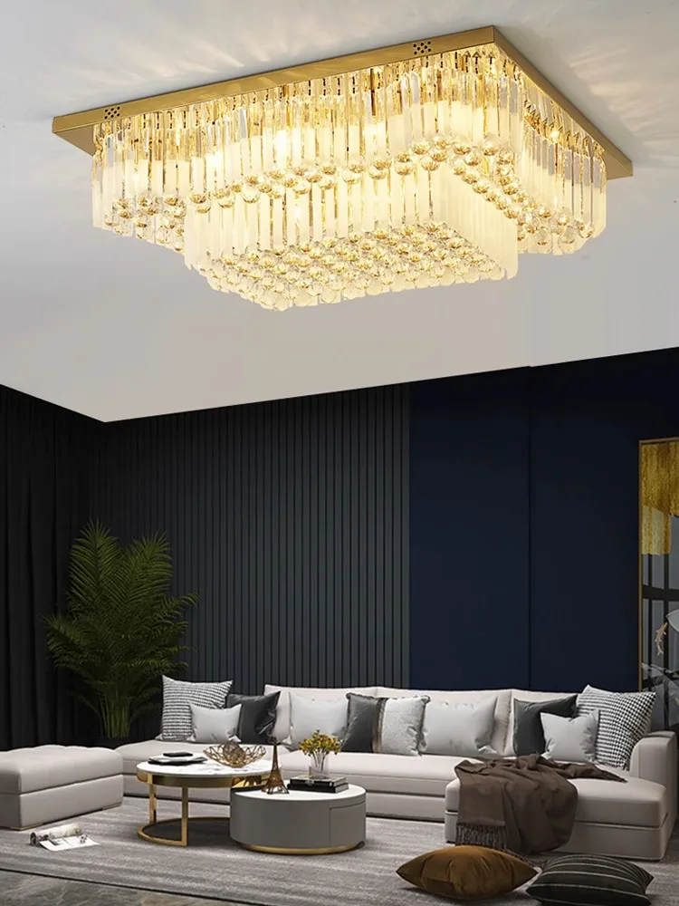 Imagem -04 - Lâmpada de Teto de Cristal de Ouro Decoração Moderna Luzes de Teto de Luxo Luzes Led para Sala de Estar 2023