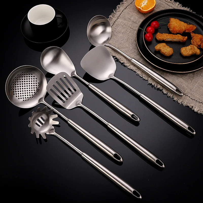 304 Stainless Steel 7Pcs Cooking Cookware Kitchenware Set 304 Spatula Spoon Colander Frying Powder Rake Cookware Cooking Tools