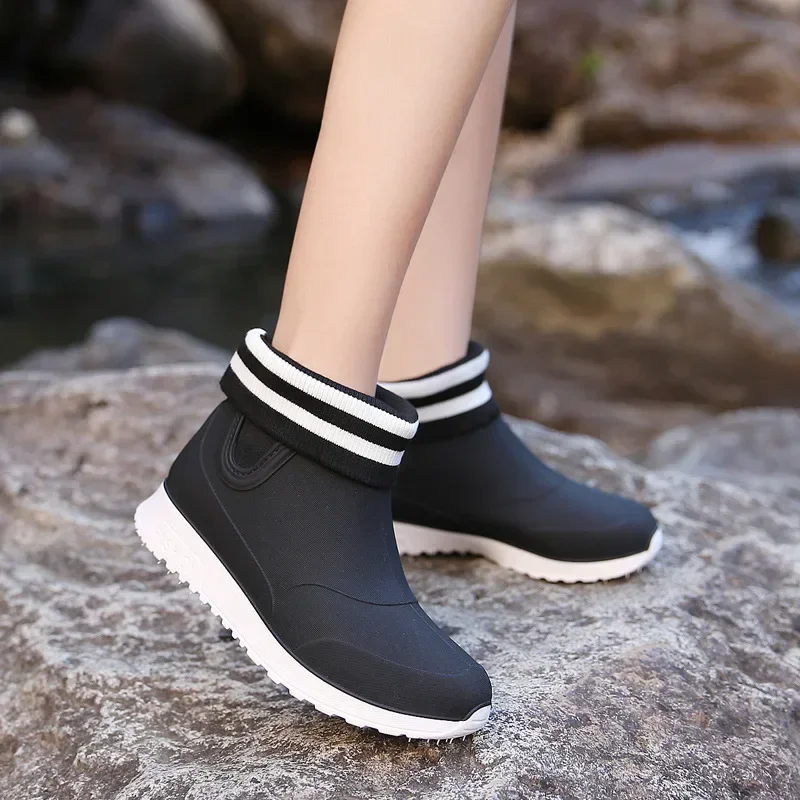 Rain Shoes for Women Rubber Boots Platform Ankle Boots  Autumn Winter Slip on Women Booties Work Shoes Botines Mujer 2024