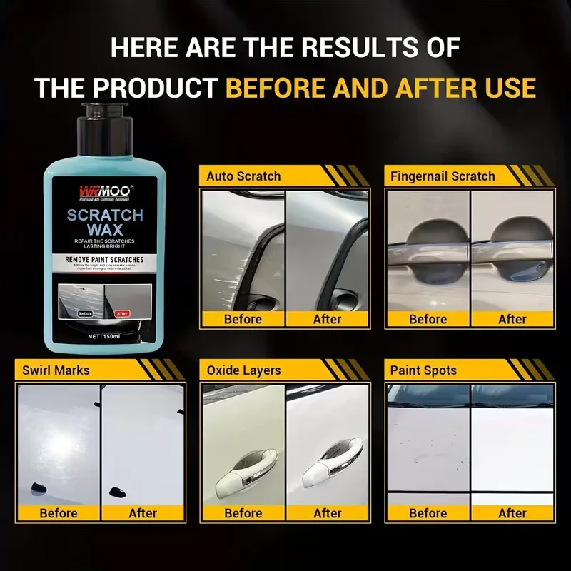 Car Scratch Repair Wax 150ml, Remove Light Scratches, Swirls & Oxidation, Polish & Restore Paint Shine