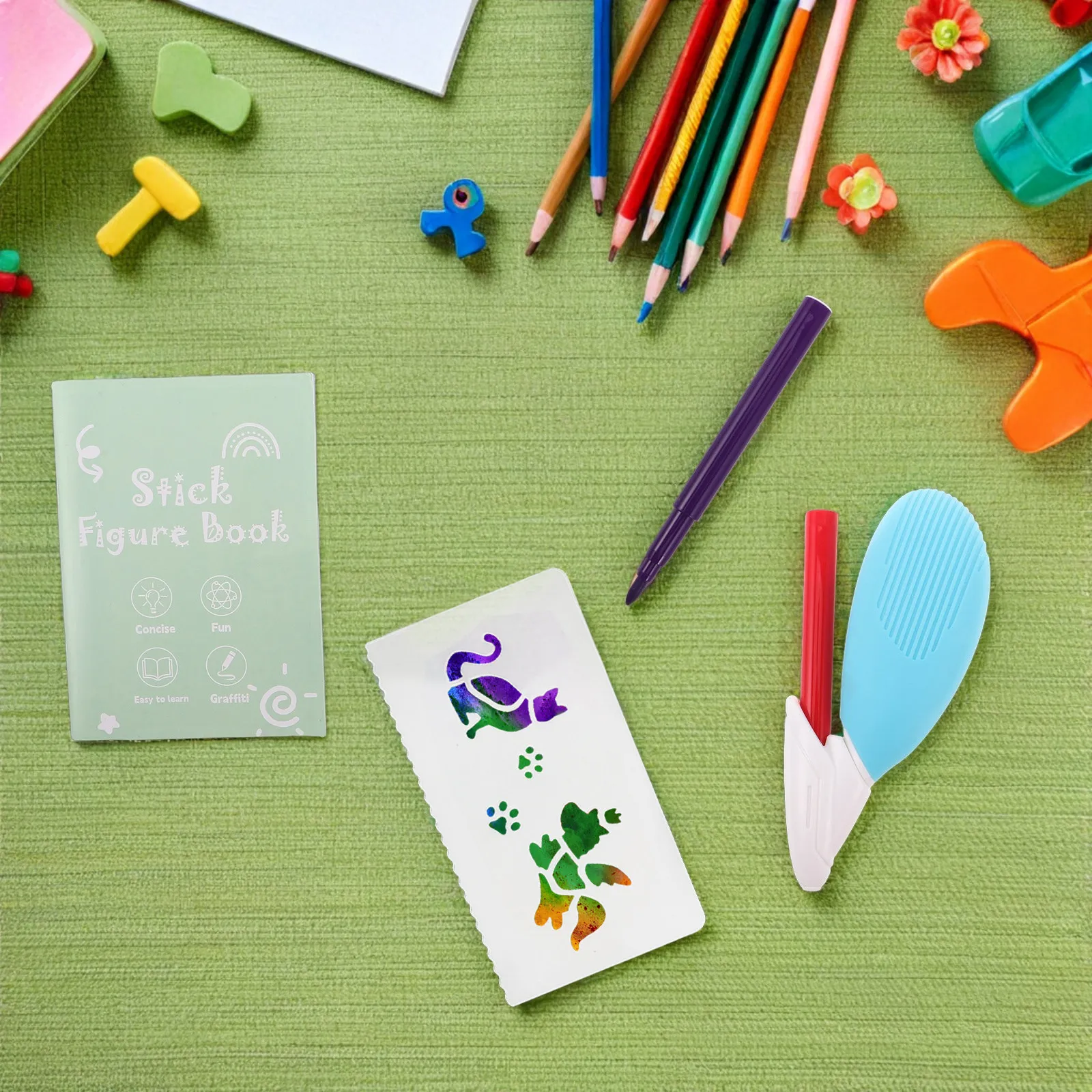 

Набор для детского творчества: 12-цветные смываемые маркеры-аэрографы, трафареты для аэрографии, портативные принадлежности для DIY-проектов и поделок